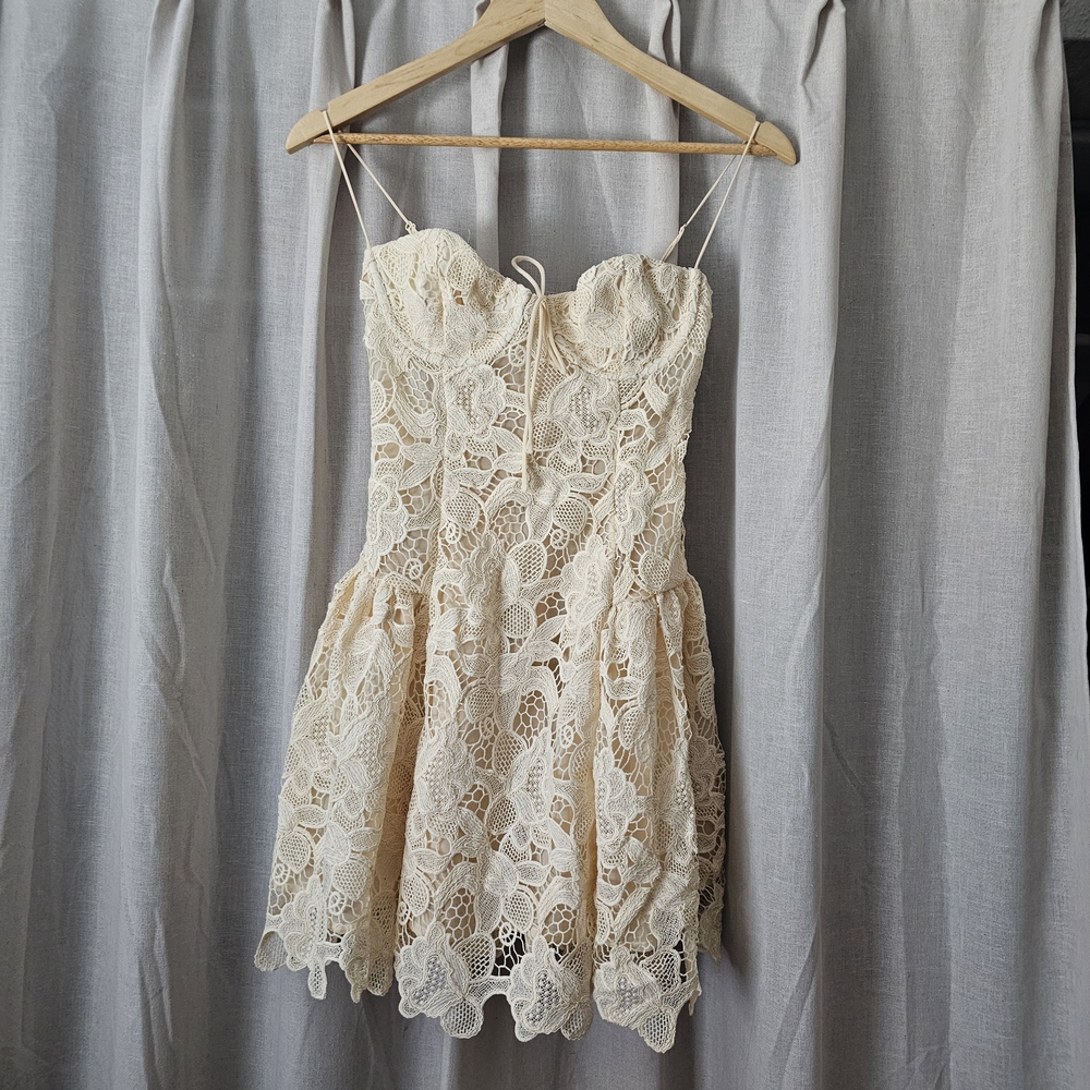 For Love and Lemons Lace Mini Cream Dress | Small